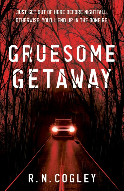 Gruesome Getaway book cover with a car on a dark road.