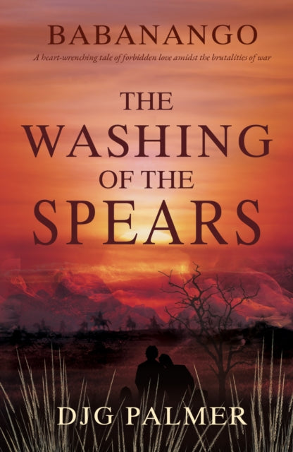 The Washing of the Spears book cover with a sunset and silhouetted couple.