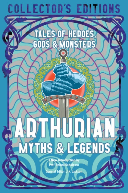 Arthurian Myths & Legends book cover with a sword and armor.