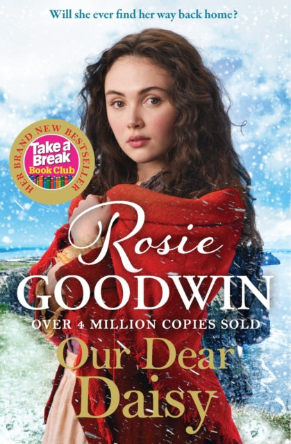 Book cover for "Our Dear Daisy" by Rosie Goodwin featuring a young woman in a red shawl.
