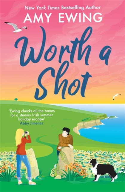 Book cover for Worth a Shot by Amy Ewing featuring a couple and a dog.