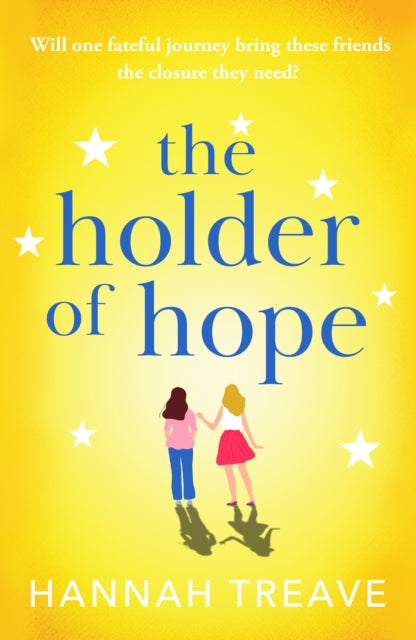 A book cover for "The Holder of Hope" features two women walking under a starry sky.