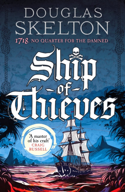 Ship of Thieves book cover with a pirate ship and skull and crossbones.