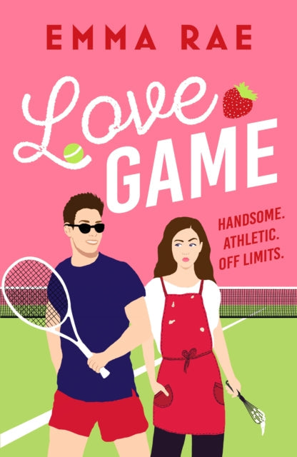 Book cover for "Love Game" by Emma Rae, featuring a tennis player and a chef.