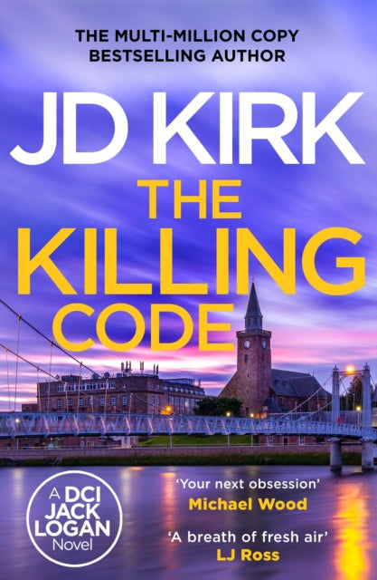 The Killing Code book cover featuring a bridge and church at dusk.