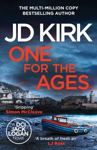 Book cover for "One For the Ages" by JD Kirk, featuring a coastal village.
