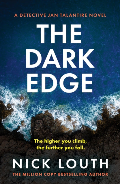 The Dark Edge book cover features a dramatic ocean cliff scene with the title and author's name.