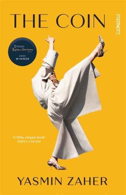The Coin book cover with a person in a flowing outfit and award badges.