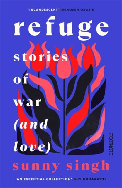 Refuge: Stories of War (and Love) book cover with floral illustration.