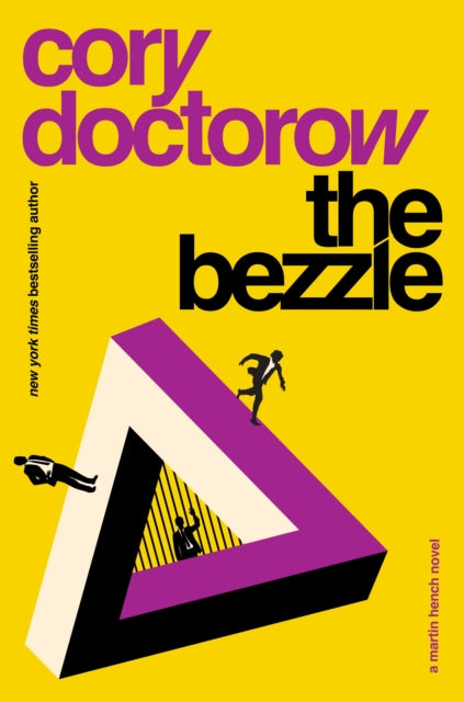 The Bezzle by Cory Doctorow book cover with yellow background and geometric design.