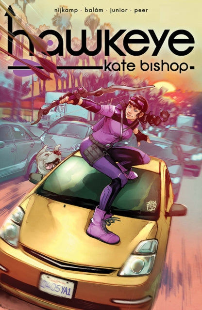 Hawkeye: Kate Bishop Vol. 1 - Team Spirit comic book cover featuring Kate Bishop on a car.