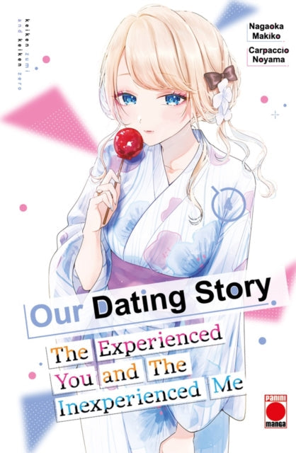 Our Dating Story Volume 4 manga cover features a young woman with blonde hair holding a lollipop.