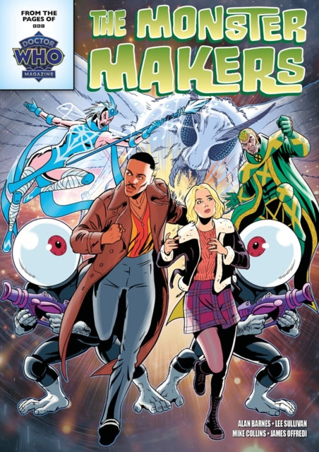 Doctor Who: The Monster Makers comic cover featuring characters and a large moth-like creature.