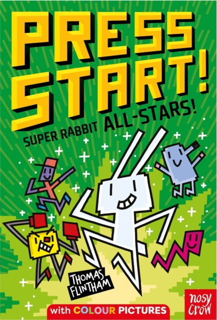 Press Start! Super Rabbit All-Stars! book cover with cartoon characters.