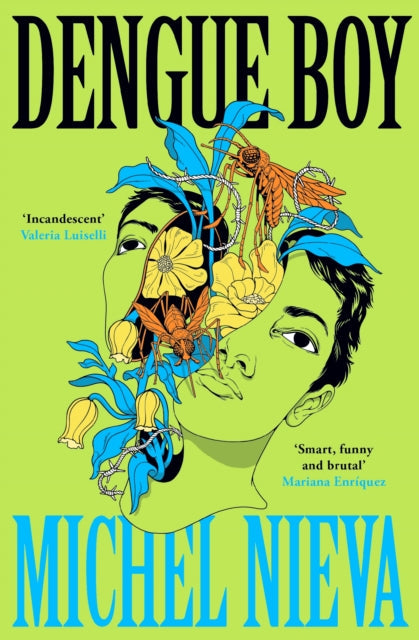Dengue Boy book cover with abstract faces and insects.