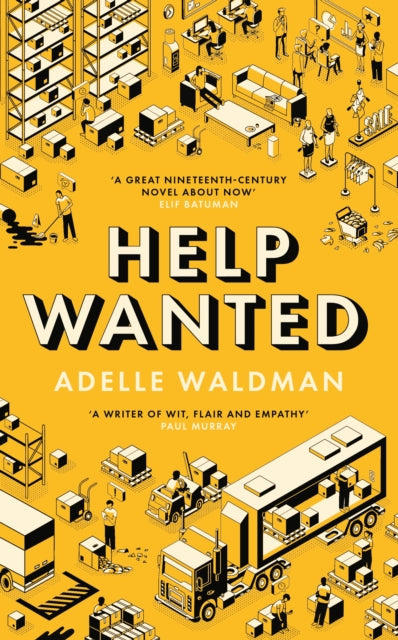 Help Wanted book cover with isometric illustrations of a warehouse and delivery trucks.