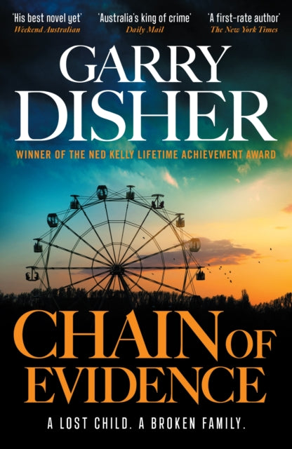 Chain of Evidence book cover with a Ferris wheel at sunset.