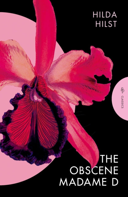 The Obscene Madame D book cover features a pink and red orchid against a black background.