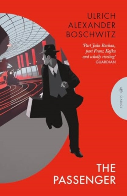 The Passenger book cover with a man running with a suitcase.