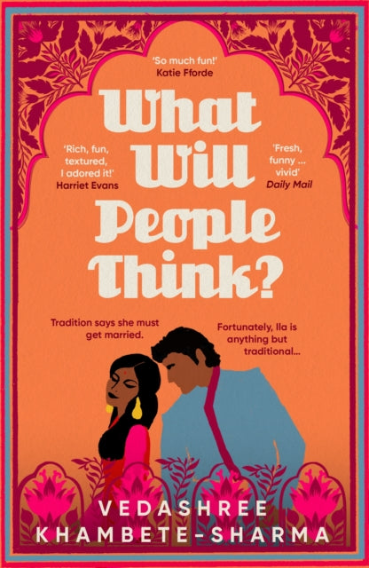 Book cover for "What Will People Think?" featuring illustrations of a couple and decorative elements.