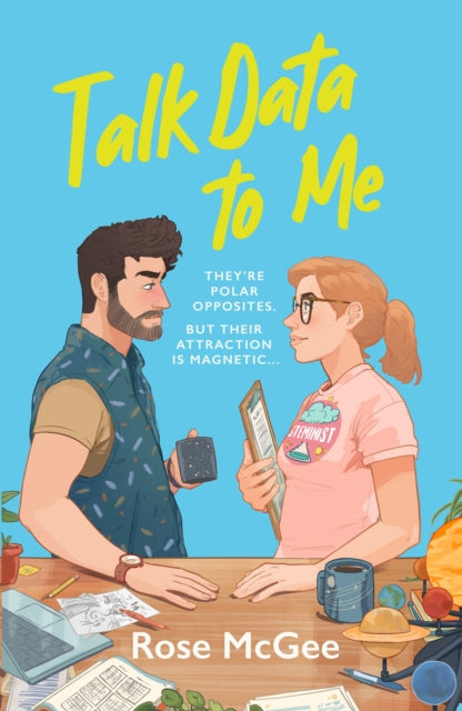 Book cover for "Talk Data To Me" featuring two scientists.