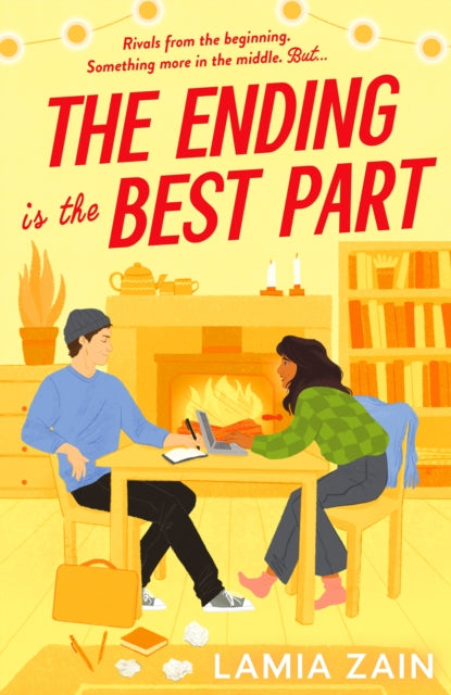 The Ending is the Best Part book cover with two people studying by a fireplace.