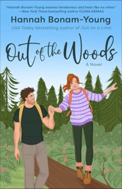 Book cover for "Out of the Woods" featuring a couple hiking.