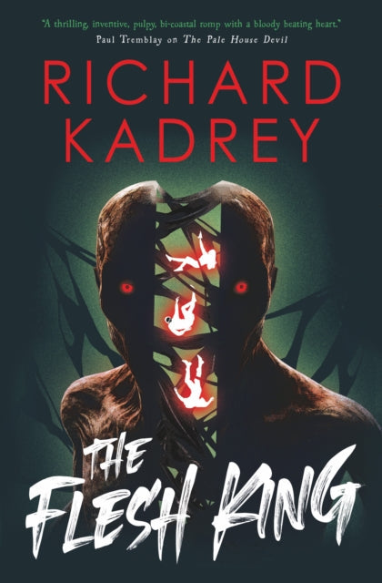 The Flesh King book cover features a monstrous figure with glowing red eyes and a hollowed-out chest.