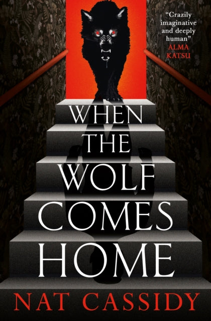 Book cover for "When the Wolf Comes Home" featuring a wolf on stairs.