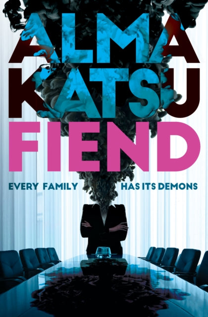 Book cover for Fiend by Alma Katsu featuring a woman with smoke for a head.
