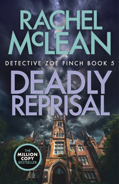 Deadly Reprisal book cover featuring a gothic building under a stormy sky.