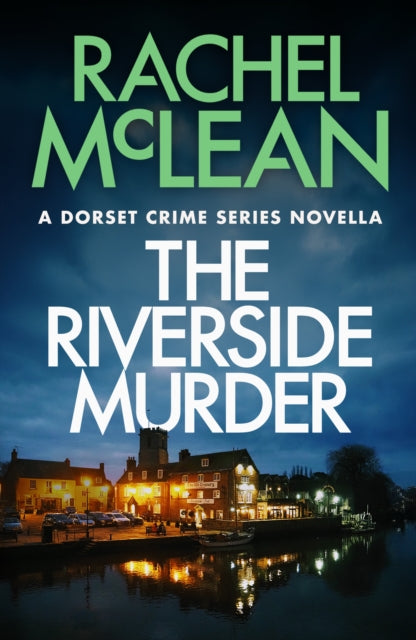 The Riverside Murder book cover featuring a nighttime scene of a riverside town.