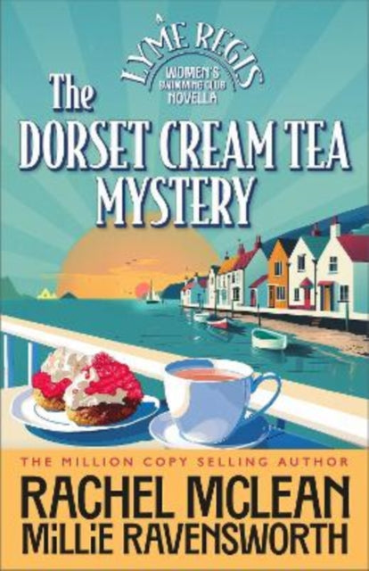 The Dorset Cream Tea Mystery book cover featuring a seaside town and cream tea.
