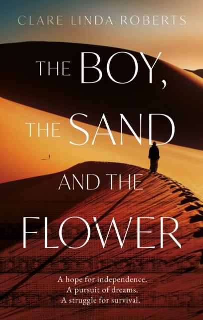 Book cover for The Boy, the Sand and the Flower with desert dunes.
