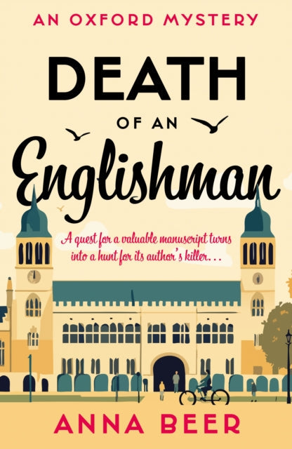 Death of an Englishman book cover with Oxford buildings and title.