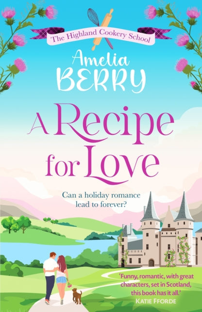 A Recipe for Love book cover with a couple walking towards a castle.