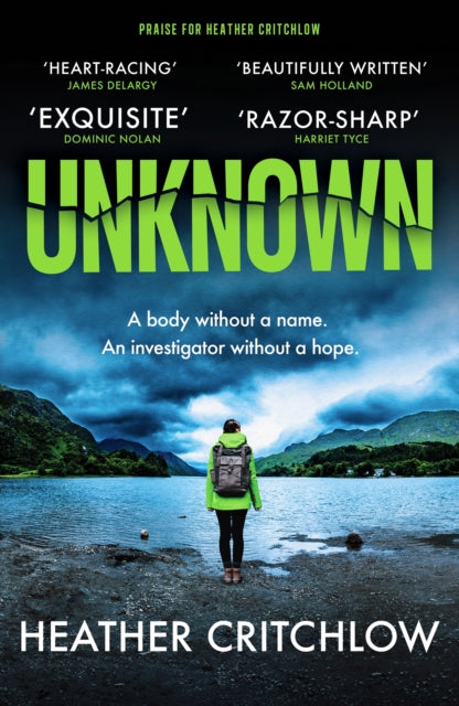 Book cover for Unknown by Heather Critchlow with a woman in a green jacket.