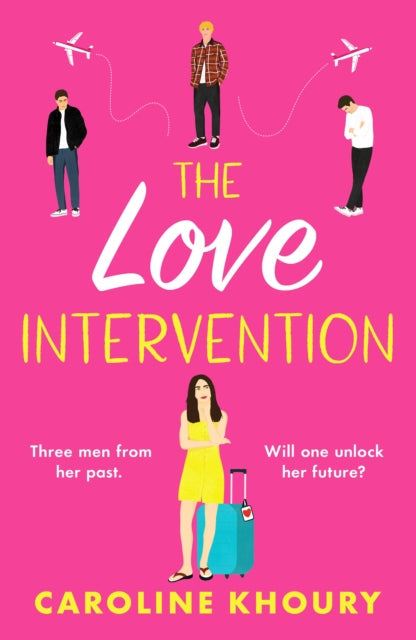 The Love Intervention book cover with three men and a woman with a suitcase.