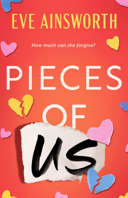 Pieces of Us book cover with torn paper and hearts.