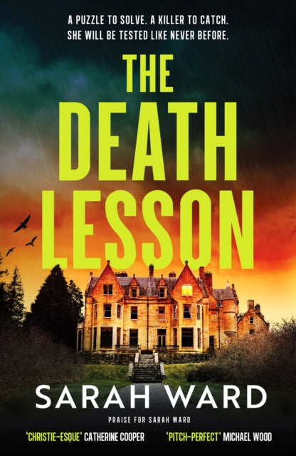 The Death Lesson book cover featuring a dark manor house.