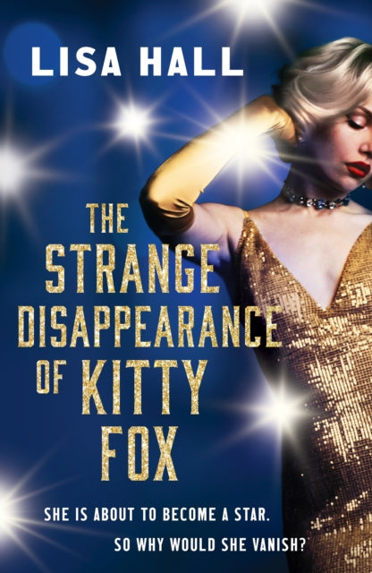 The Strange Disappearance of Kitty Fox book cover with a woman in a gold dress.