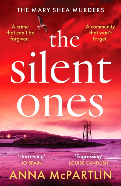 The Silent Ones book cover with a dramatic red sky and a coastal scene.