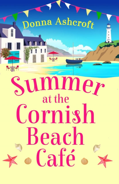Book cover for "Summer at the Cornish Beach Cafe" featuring a beach scene.