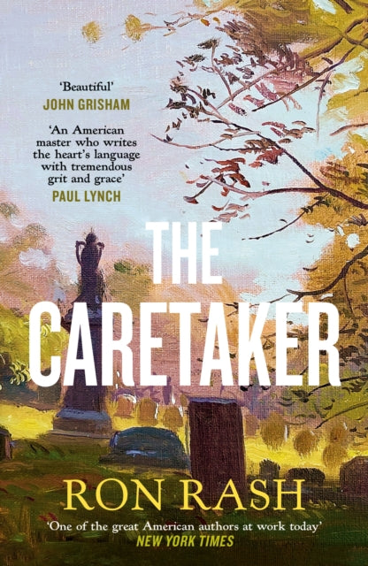 The Caretaker by Ron Rash book cover with a cemetery scene.