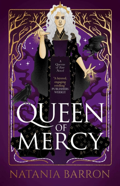 Queen of Mercy book cover with a crowned woman and two ravens.