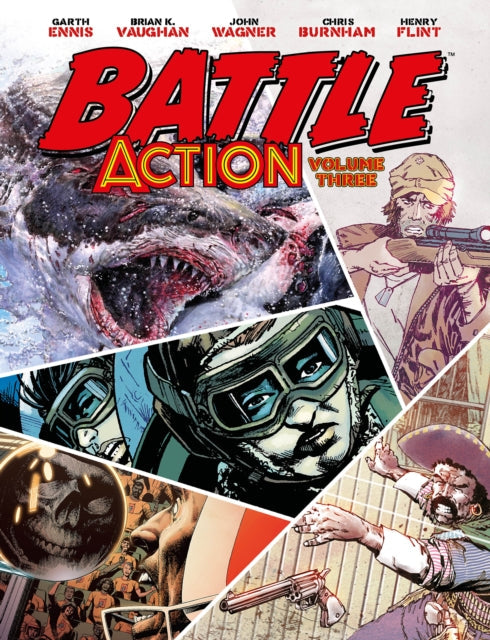 Battle Action volume 3 comic book cover featuring a shark, soldiers, and a cowboy.