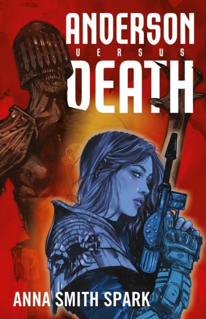 Anderson Versus Death book cover featuring a woman with a gun and a skeletal figure.