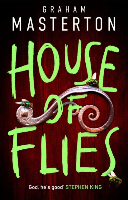 Book cover for House of Flies by Graham Masterton with flies on a door handle.