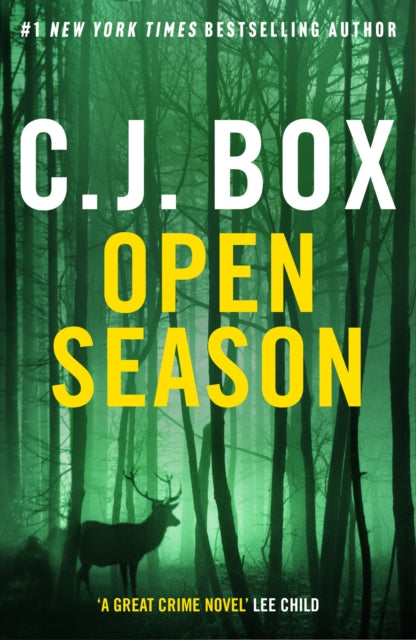 Open Season by C.J. Box book cover with a deer in a forest.