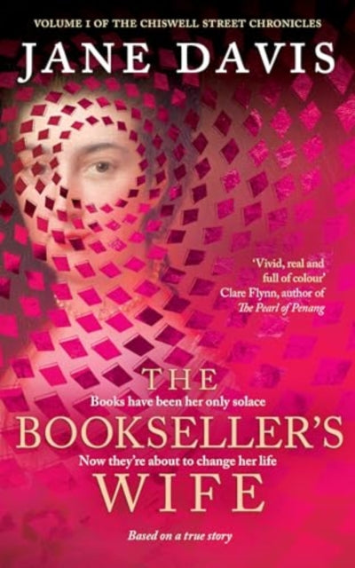 The Bookseller's Wife by Jane Davis, a novel with a woman's face obscured by pink diamonds.